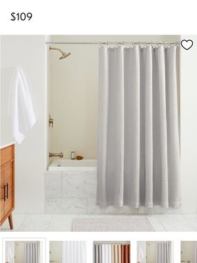 West Elm Waffle Weave Shower Curtain - Light Gray
